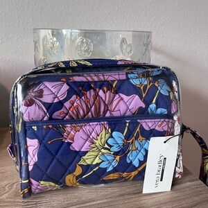 Vera Bradley Quilted Floral Cosmetic Bag - Blue and Purple